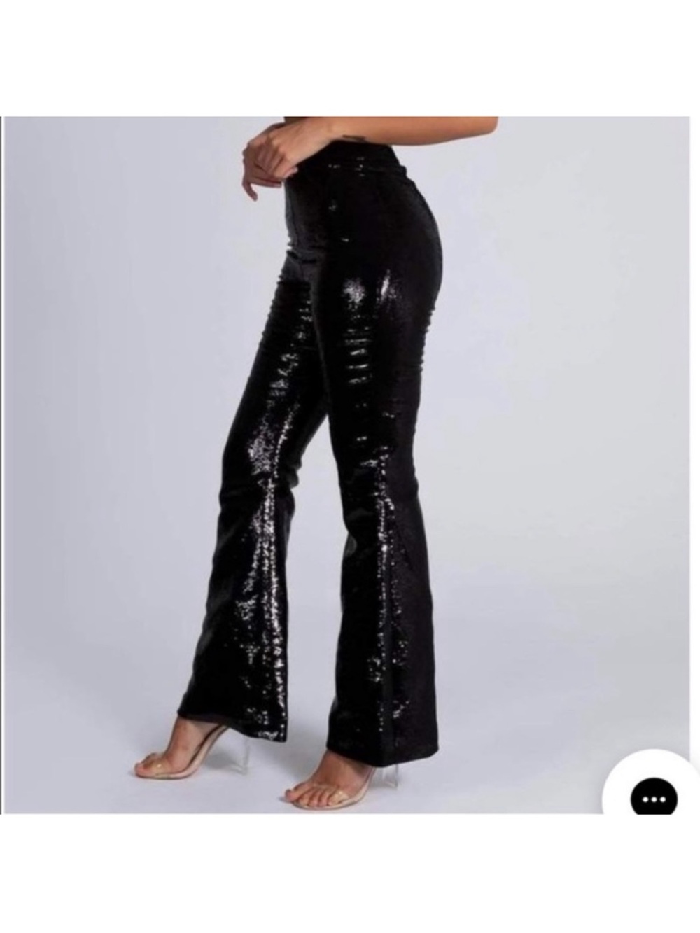 Meshki Black Sequin Flare Pants